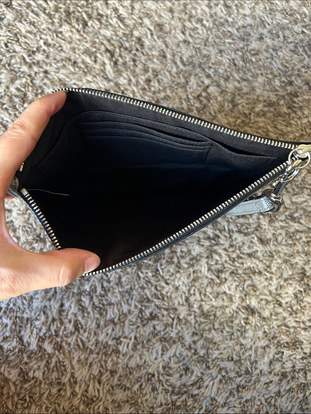 Coach Silver Gray Zip Wristlet Pouch - Picture 3 of 6
